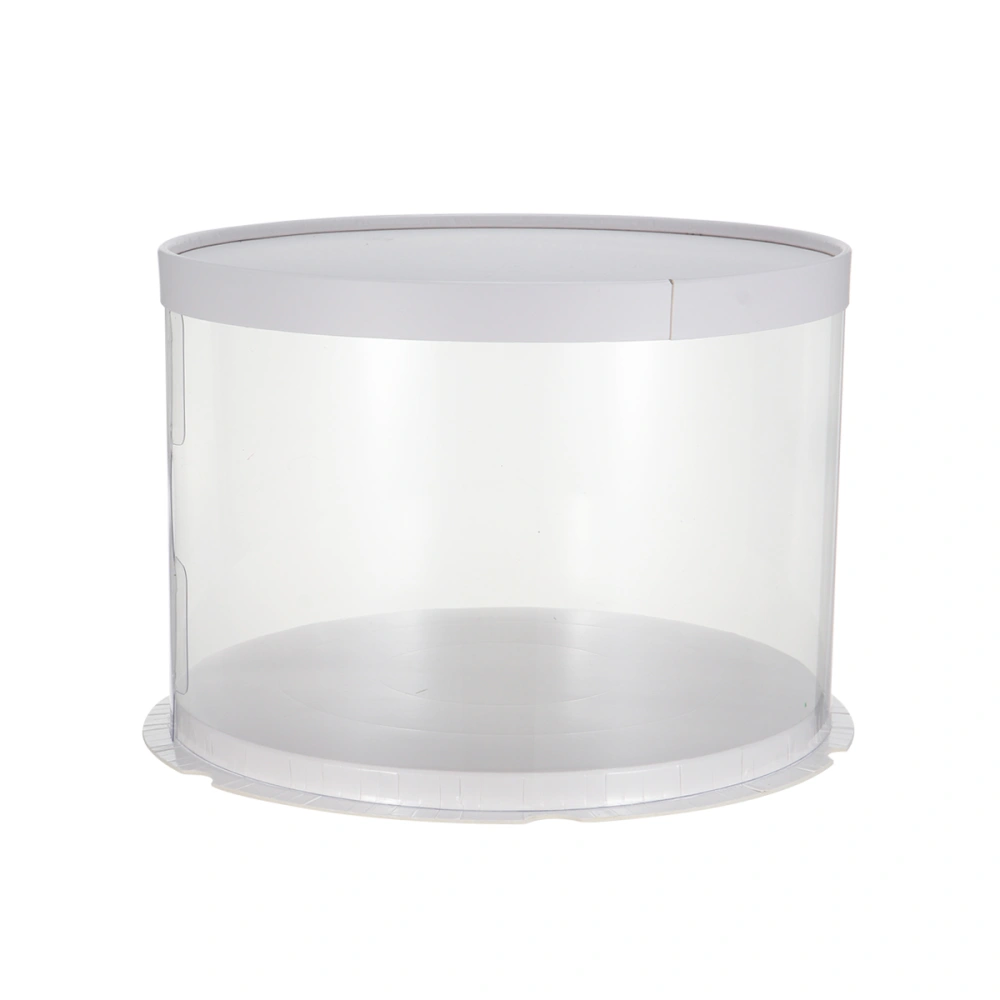 Plastic Transparent Cake Box Round Cake Packaging Boxes Organizer for Home Dessert Shop (White Single-layer) (8inch)