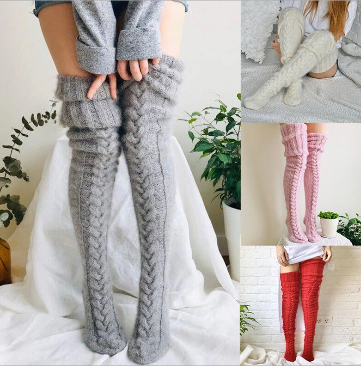 New Women's Winter Fashion Warm Long Pile Pile Socks Knitted Woolen Socks Over The Knee Long Socks 2 Types