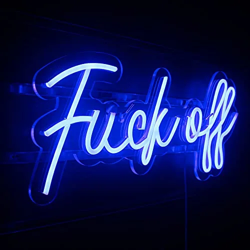 Neon Sign Fuck Off Blue Neon Lights for Wall Decor USB/Switch Operated Real Neon Wall Signs for Bedroom Wall Decor Art Decorative Letter for Game Room Decor ,Bar Office Party Holiday Christmas