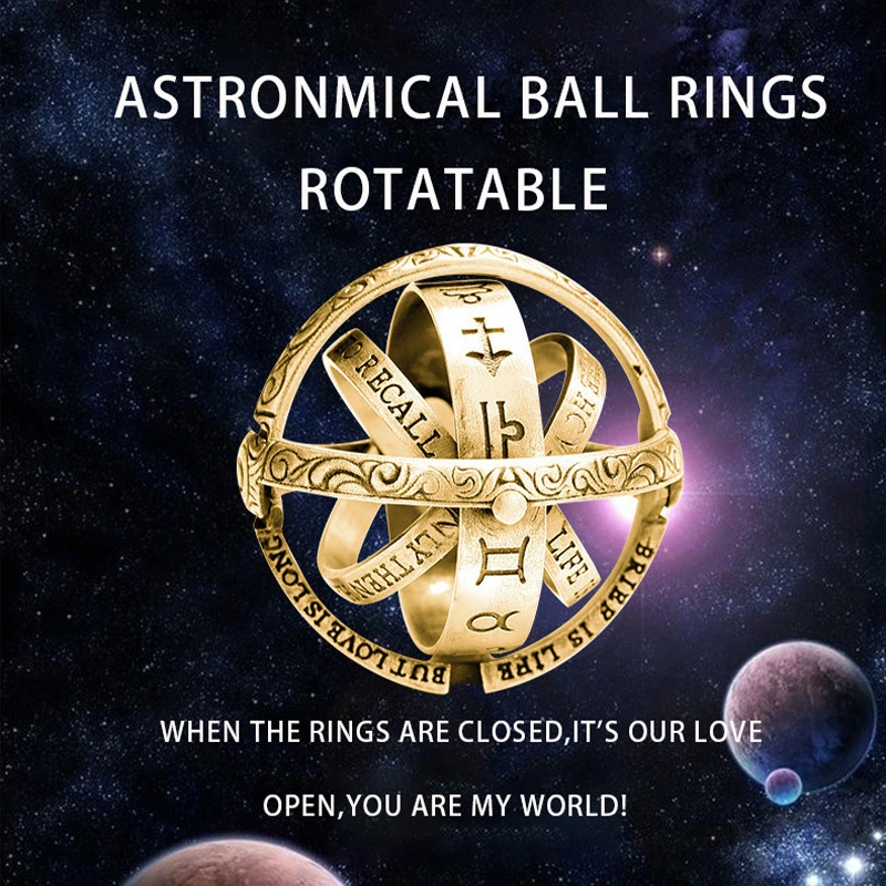 Astronomical Ball Ring Deformed Rotating Ring Ring German Retro Ball Couple Ring