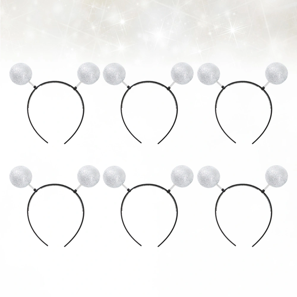 6pcs Christmas Ball Headdress Creative Hair Party Hair Accessory (White Ball)