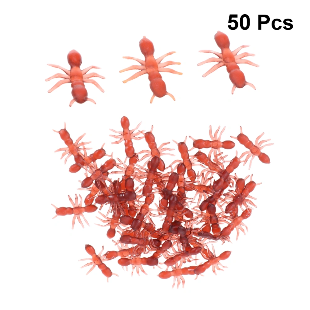 50 Pcs Novelty Simulation Ants Halloween Plastic Realistic Ants Pranks Joking Toys for Halloween April Fool's Day (Brown)