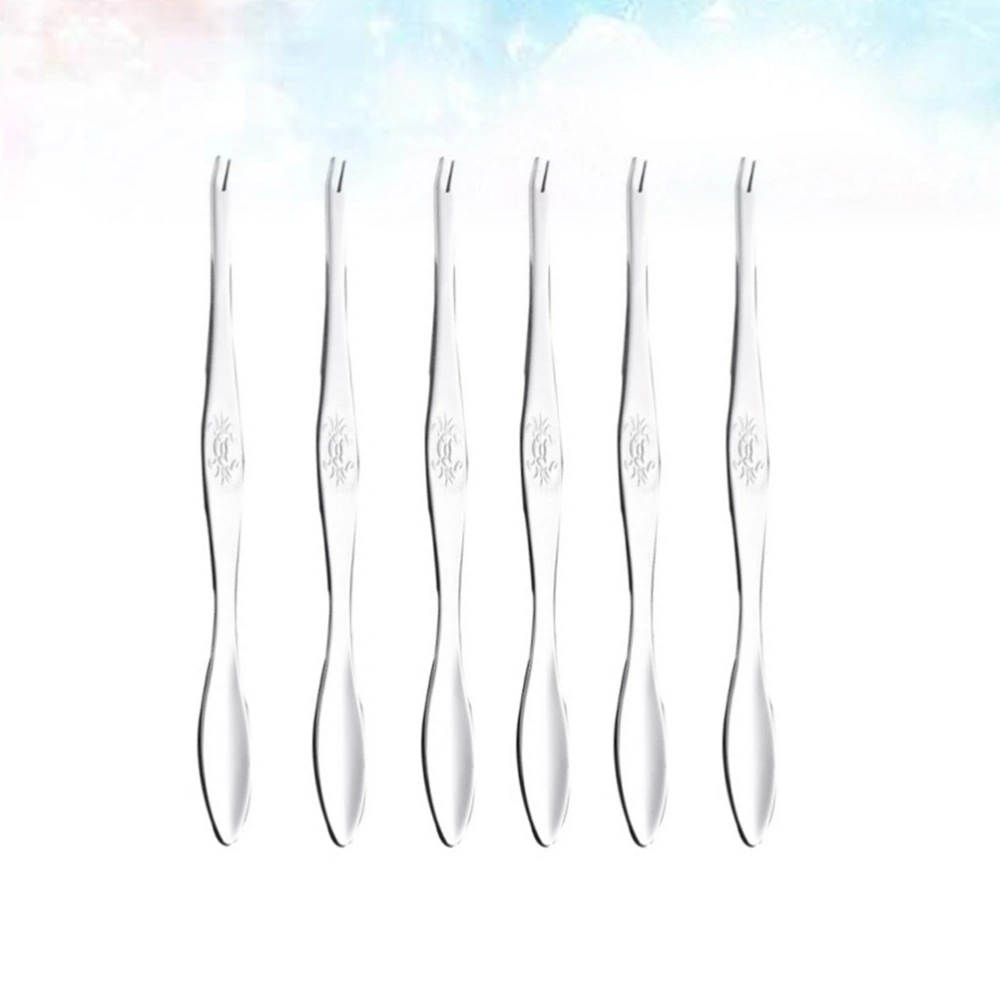 6pcs 304 Stainless Steel Crab Tool Quick Crab Needle Fork Picks for Home Restaurant (Silver)