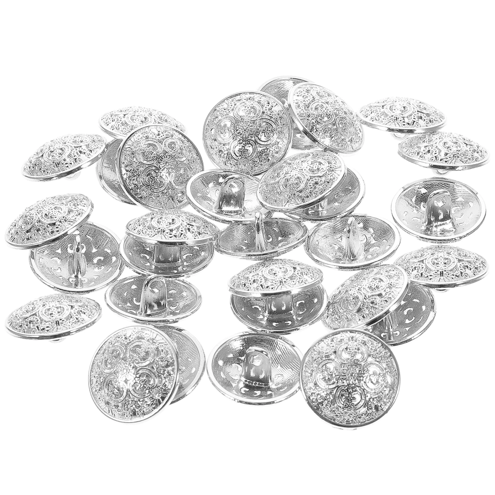 30pcs 23mm Stylish Metal Buckle Hollow-out Button Handcraft Tools Down Button DIY Sewing Buttons for Decor Use (Silver)