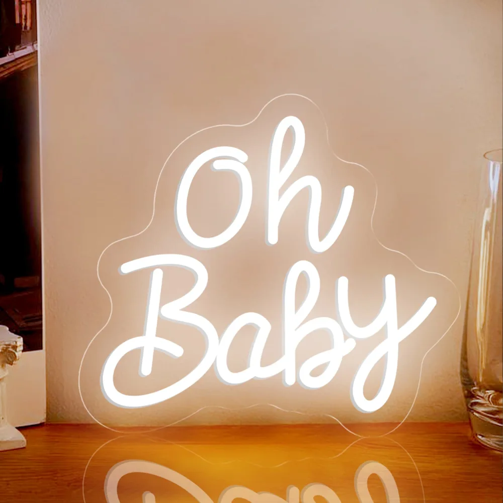 Oh Baby Neon Signs, White Led Neon Signs for Wall Decor,Oh baby Light Up Sign for Wedding, Engagement,USB Powered Led Neon Signs for Bedroom Decor" x 11")