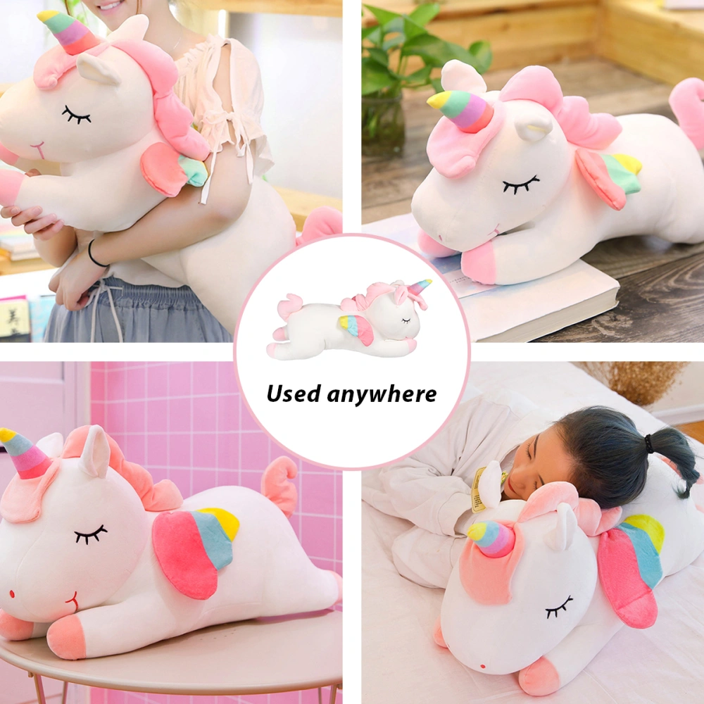 Rainbow Unicorn Plush Toy Pillow Stuffed Doll Cushion for Kids Girls (White 60cm)