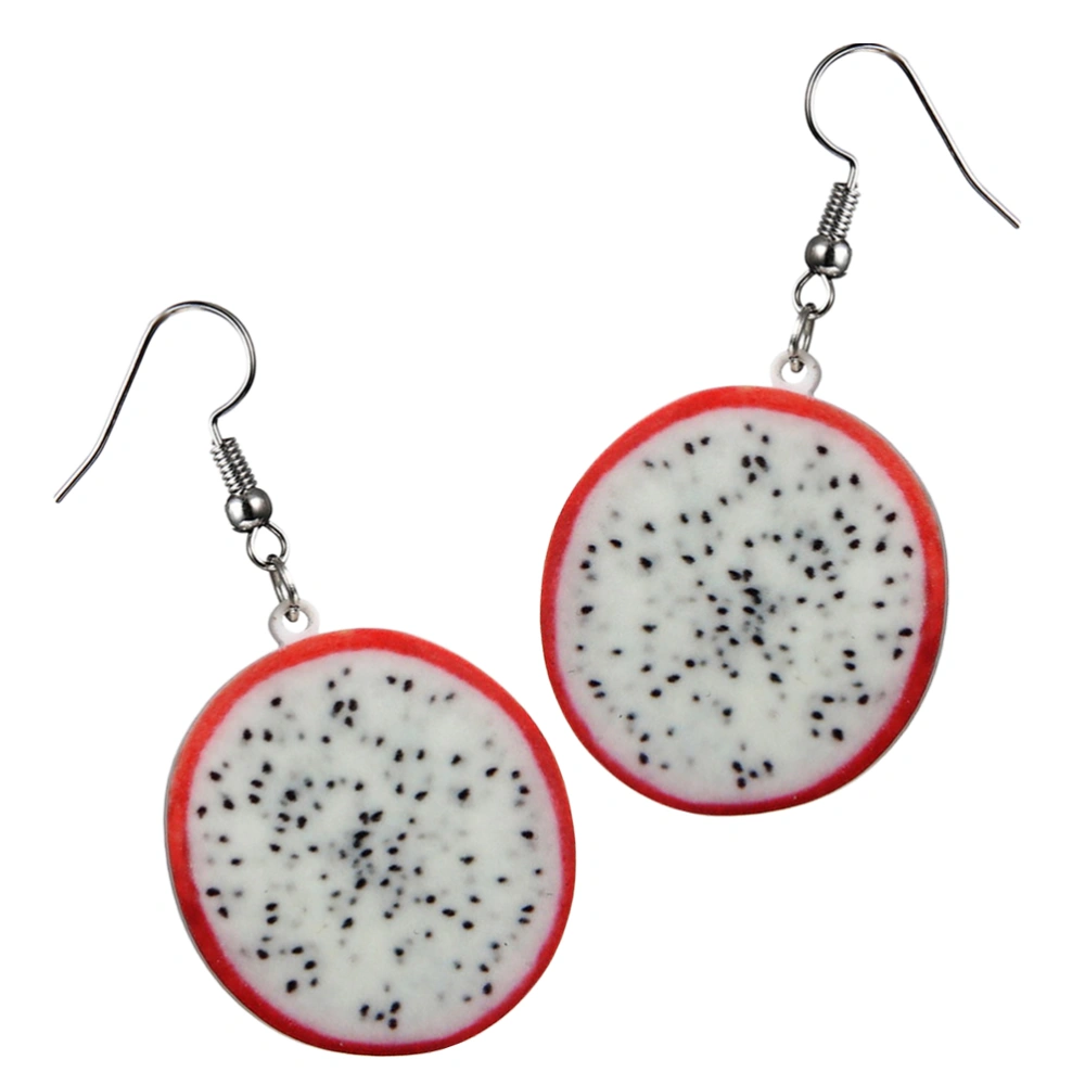 1 Pair of Creative Fruit Shaped Earrings Fashion Ear Dangle Delicate Women Dangler Ear Jewelry Red (Dragon Fruit)