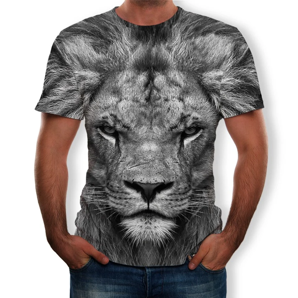 Lion 3D Printing Short-sleeved Team Uniform European And American Fabrics