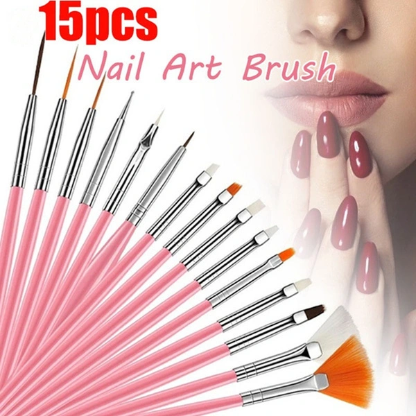 15 Pcs 5 Colors Painting Drawing For Manicure Design Gel Brush Nail Art Brush