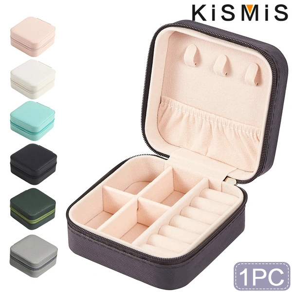 KISMIS 1PC Travel Portable Jewelry Case PU Leather Small Jewelry Box for Ring, Pendant, Earring, Necklace, Bracelet Organizer Storage Holder Box