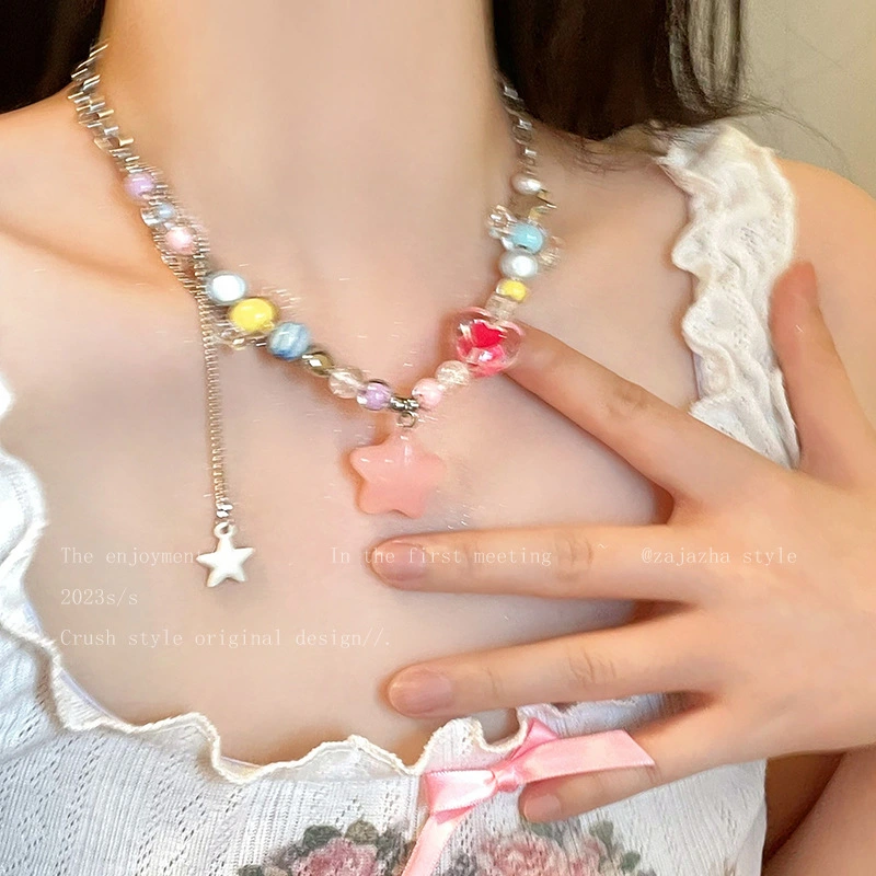 Summer Pink Star Necklace