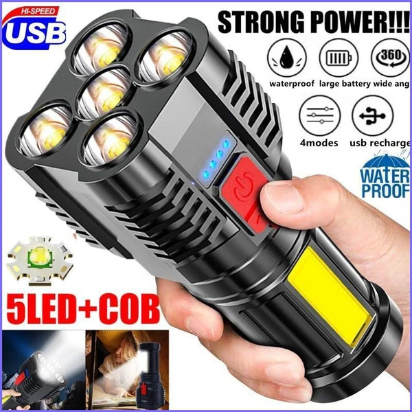 Ultra Bright Powerful 5LED Flashlight Rechargeable High Power Led Flashlights Waterproof Outdoor Lighting Torch