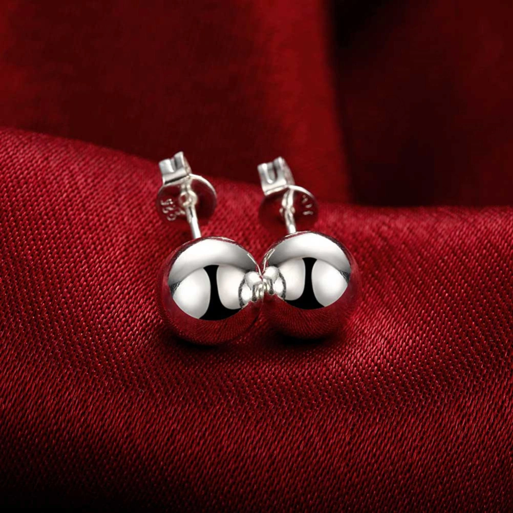Fashion Silver Plated Ball Stud Earrings Jewelry for Women Girls