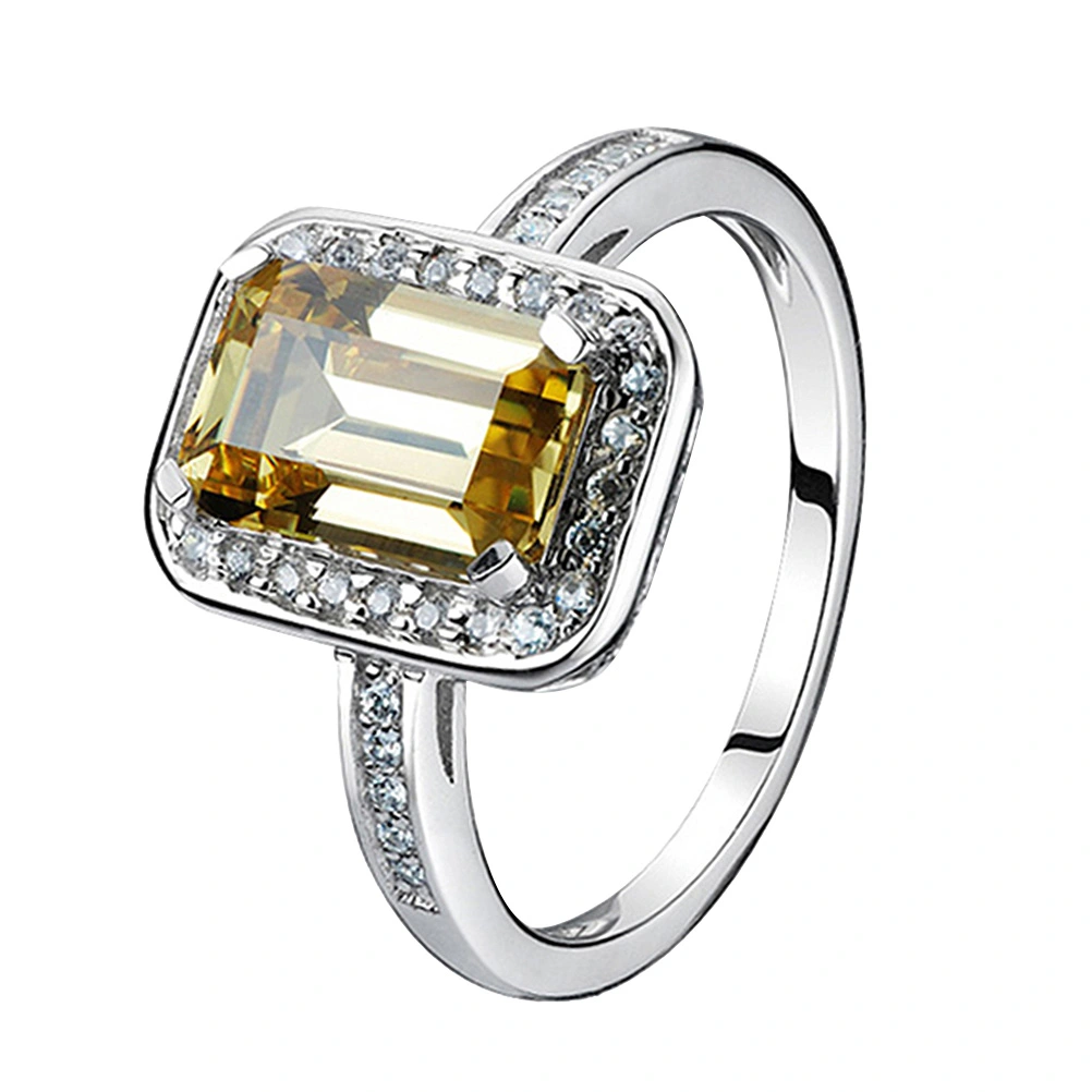 Yellow Rhinestone Plated Ring Open Ring Adjustable Pre-engagement Ring Promise Ring Women Accessory