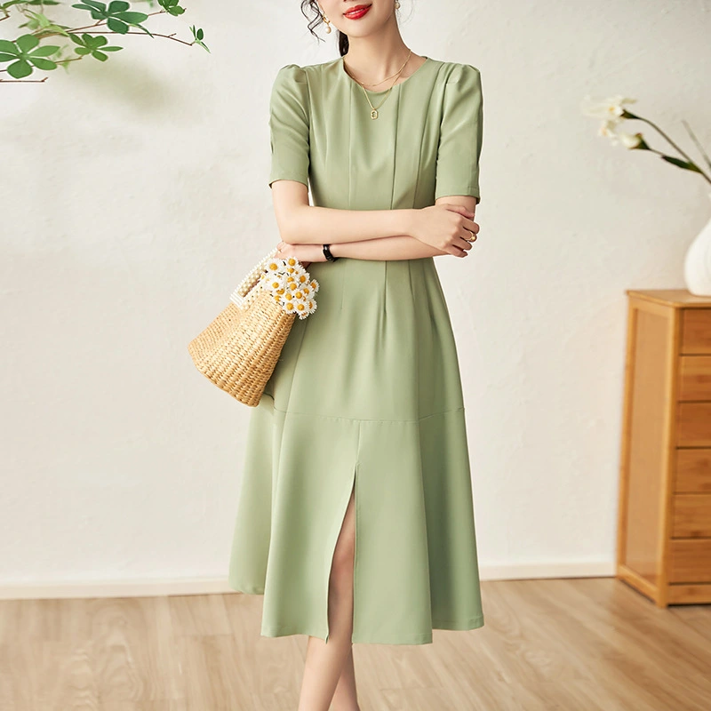 Women's Summer French Round Neck Hollow Dress