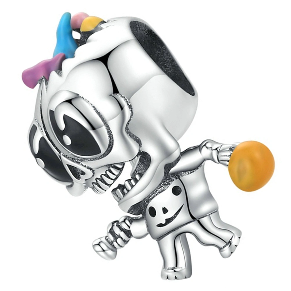 Skull Bead Charm Sterling Silver Bead Hip Hop Stylish Accessory for Bracelet