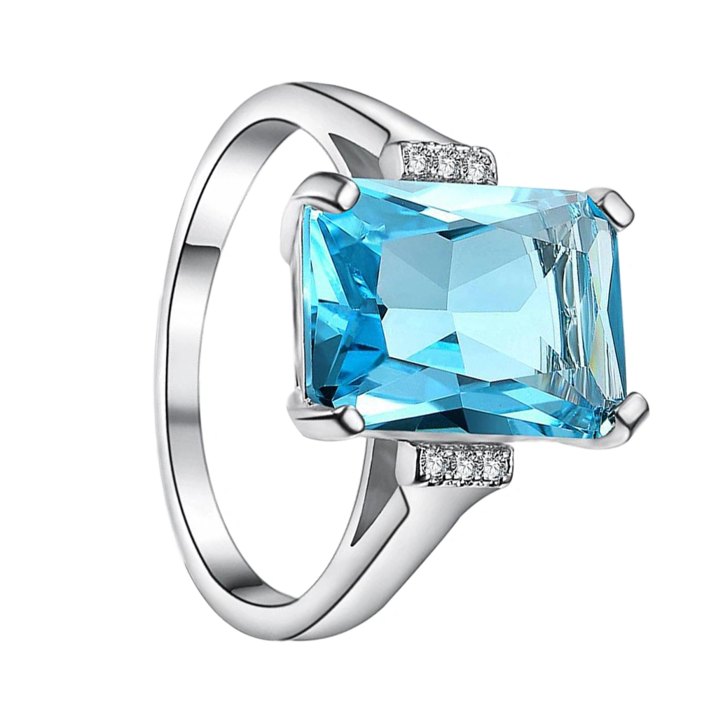 Topaz Women's Solitaire Ring for Women Valentine's Gift Party Accessories Size 6 (Sky Blue)