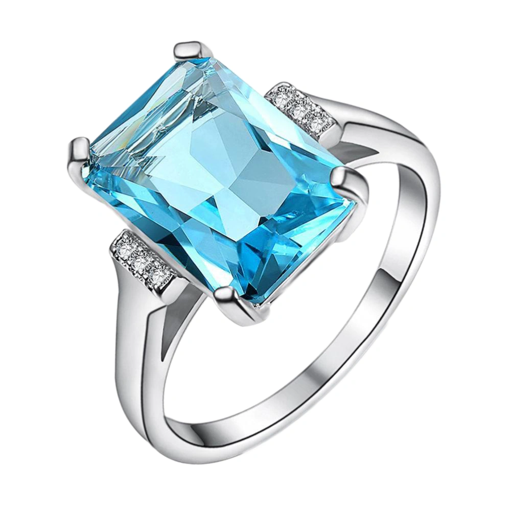 Topaz Women's Solitaire Ring for Women Valentine's Gift Party Accessories Size 6 (Sky Blue)