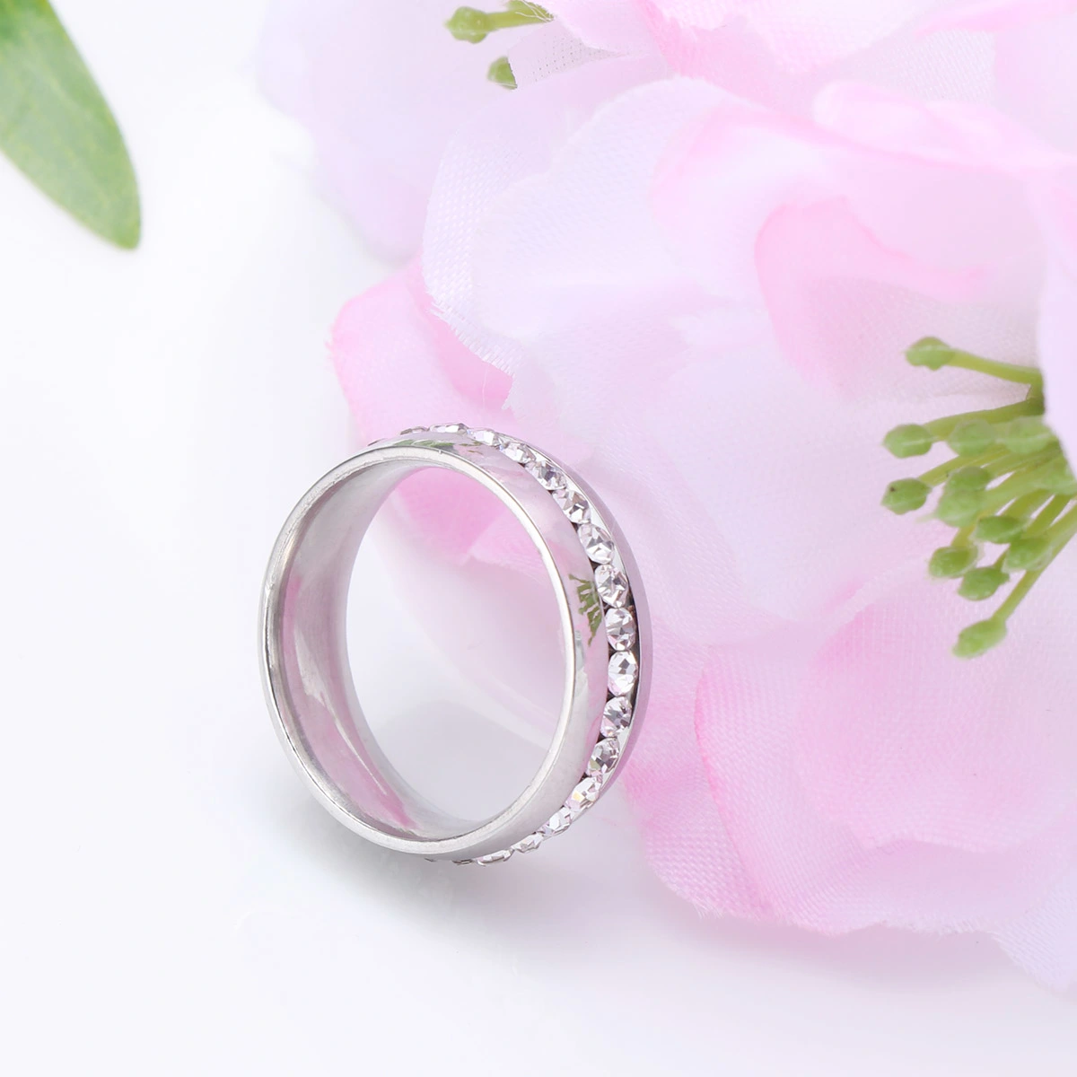 Ring Stylish Simple Finger Ring Crystal Diamond Ring Jewelry for Women Wedding Engagement Size 10 (Silver)