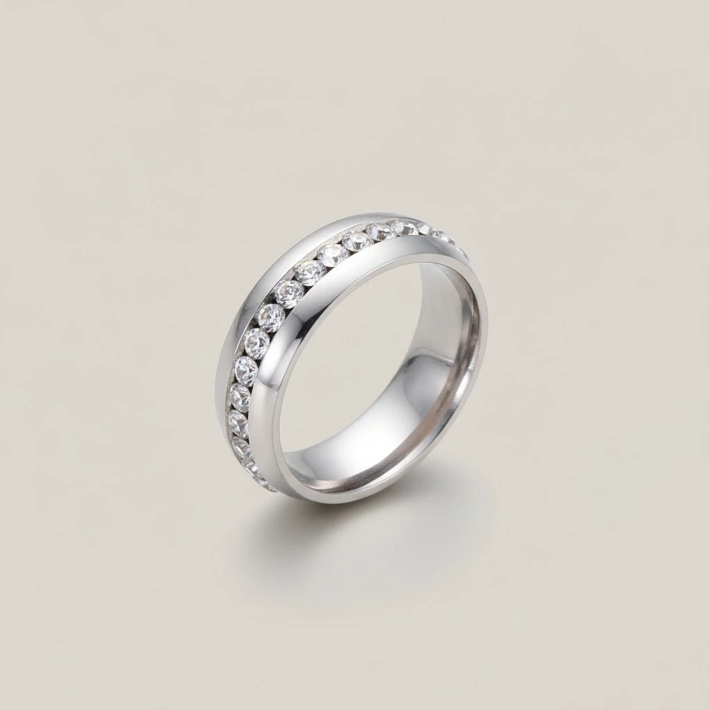 Ring Stylish Simple Finger Ring Crystal Diamond Ring Jewelry for Women Wedding Engagement Size 10 (Silver)