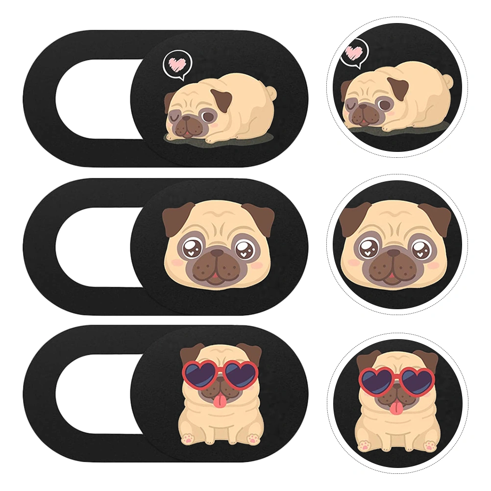 3pcs Camera Cover Slide Dog Pattern Privacy Protection Webcam Cover Slide