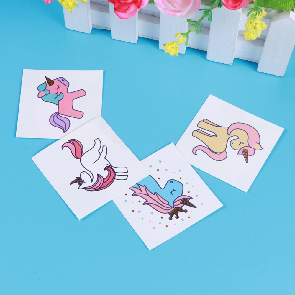 4PCS Children Cartoon Unicorn Temporary Stickers Great Party Favors for Kids Party Birthday(D-001+D002+D003+D004)