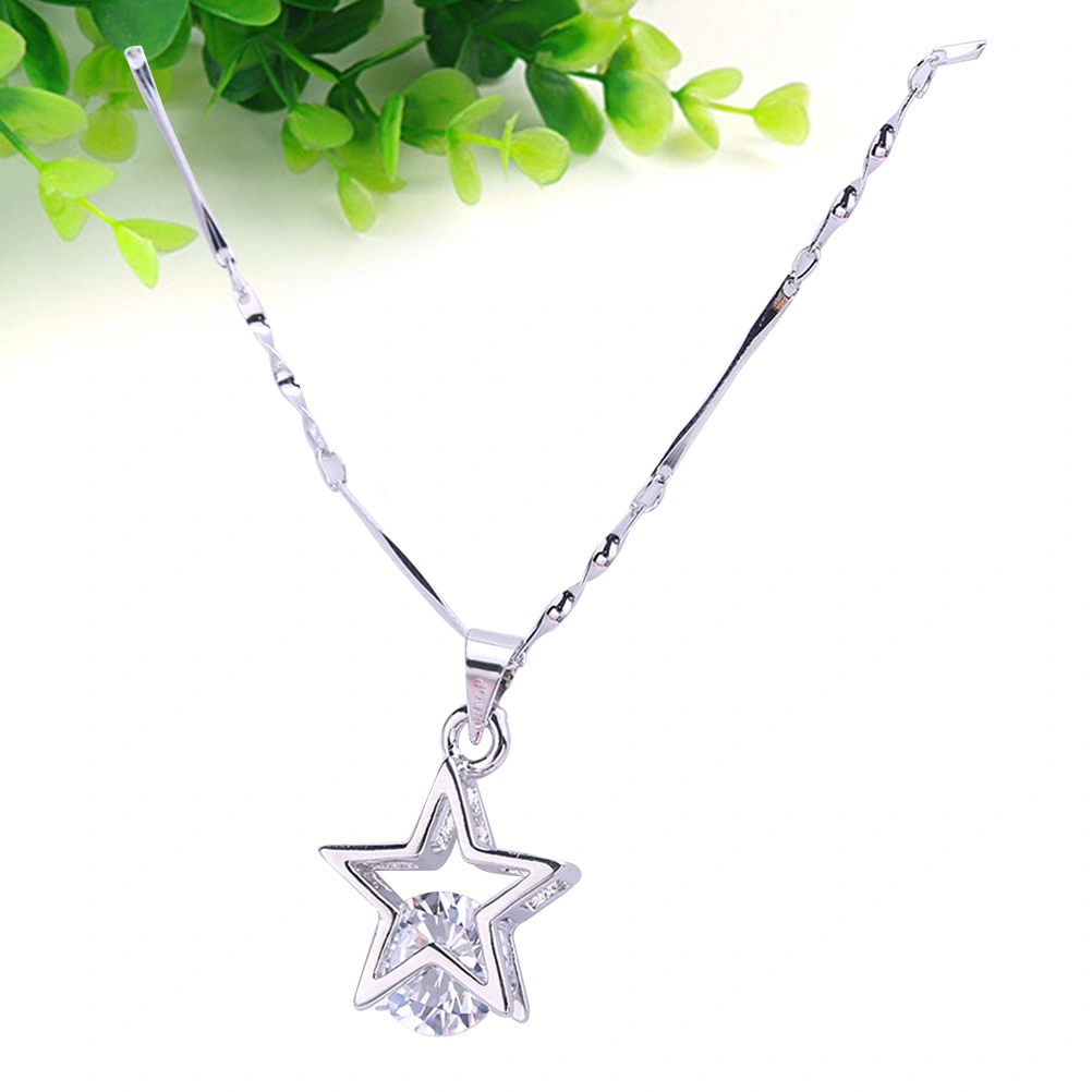 Korean Style Exquisite Hollow Star Pendant Necklace Women Clavicle Jewelry