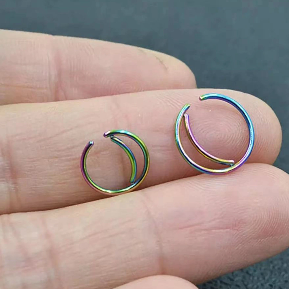 11pcs Stainless Steel Nose Ring Studs Moon Nose Clip Fashion Body Jewelry