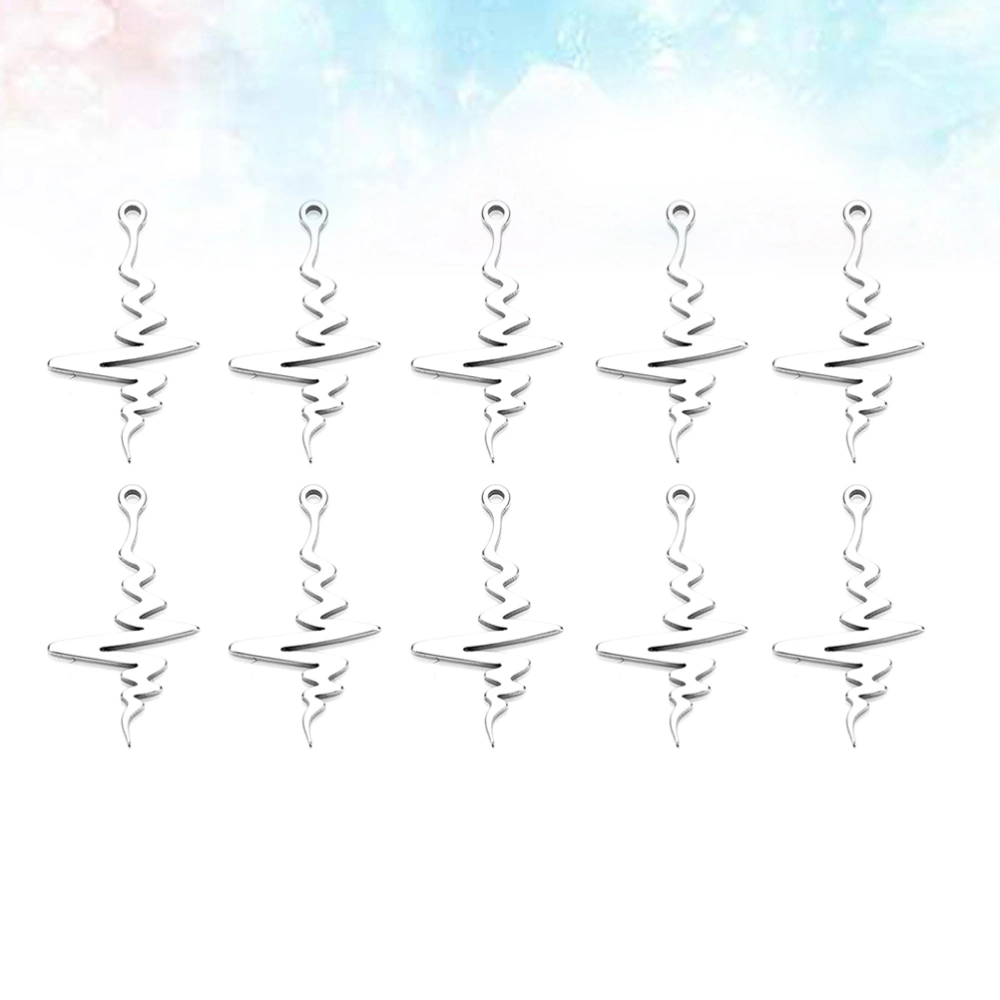 1 Pack 20pcs Stainless Steel Pendant Electrocardiogram Pattern Design Mini Charms DIY Jewelry Accessories for Women (Silver)