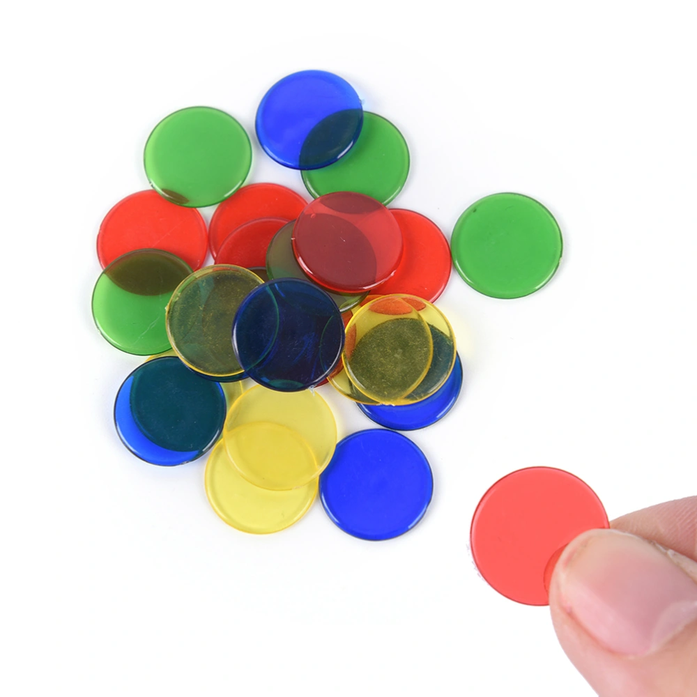 20pcs Transparent Counters Counting Bingo Chips Plastic Markers Bingo Supplies (Sky-blue)