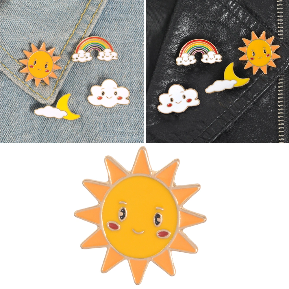 Fashion Cartoon Brooch Colored Sun Pattern Metal Brooch Clothes Pin Badge Luxury Corsage Jewelry Lapel Pin Dress Accessories for Women (Yellow)