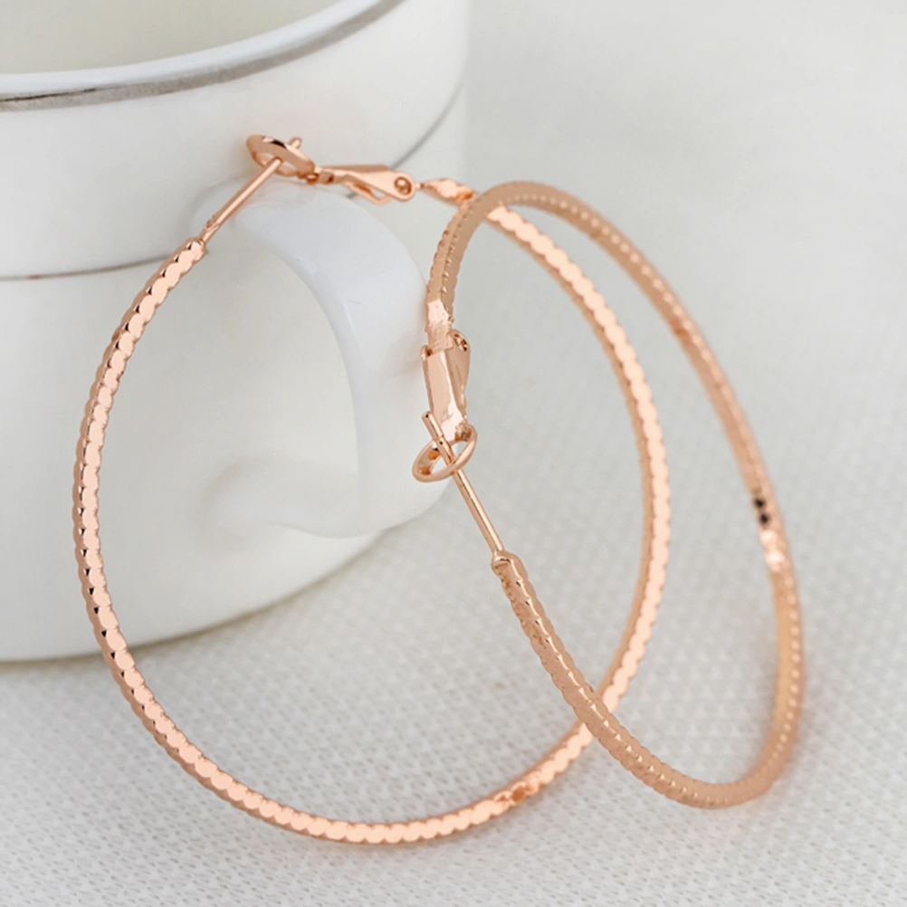 Pair of Fashion Bead Style Women Girls 18K Gold Plated Ear Pendants Earrings (Rosy Golden)