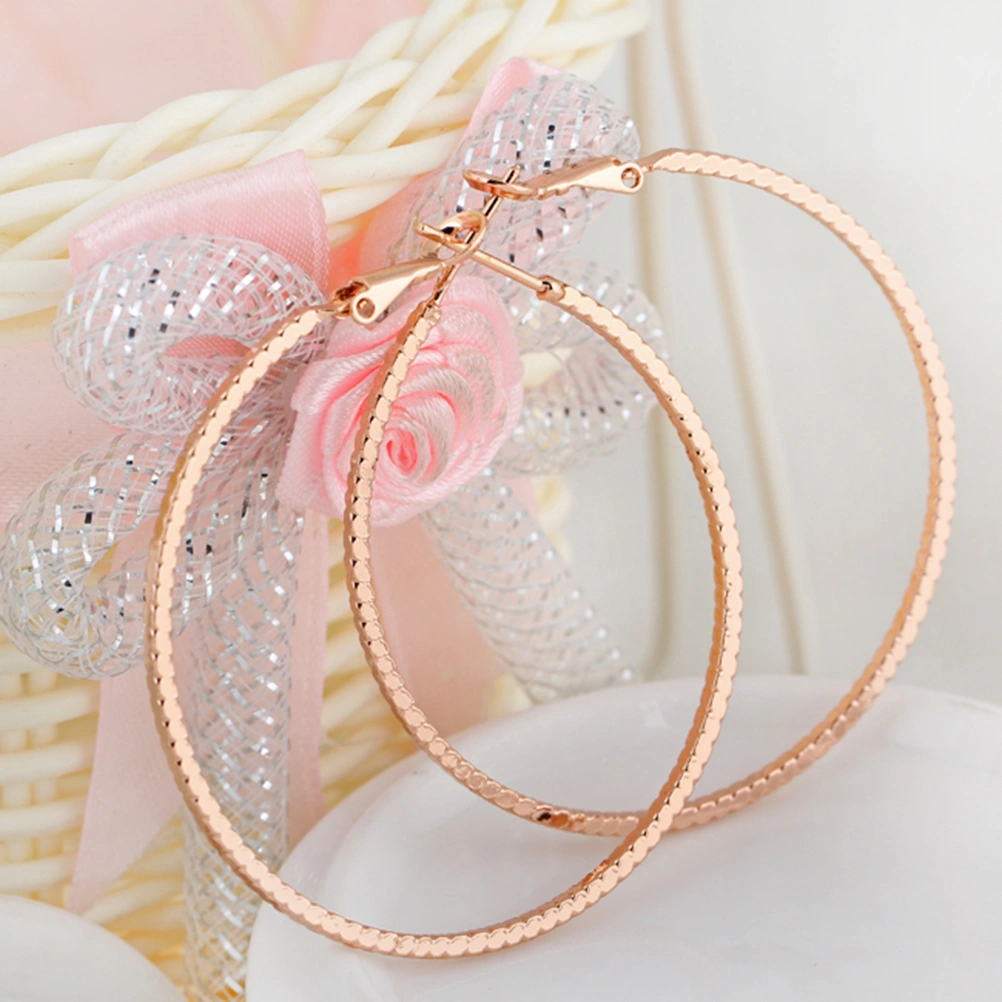 Pair of Fashion Bead Style Women Girls 18K Gold Plated Ear Pendants Earrings (Rosy Golden)