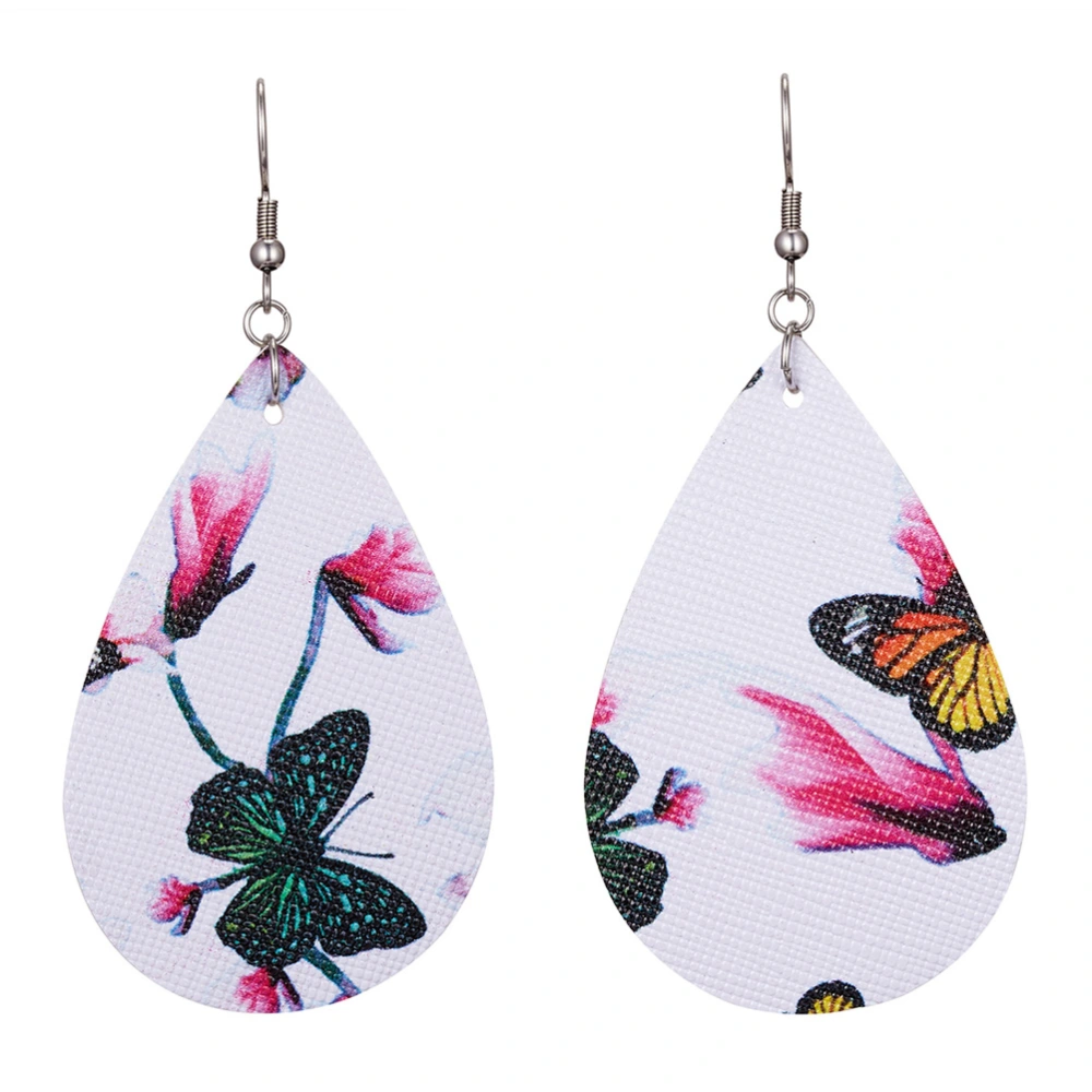 Geometric Water Drops Sweet Style Floral Double-sided PU Earrings