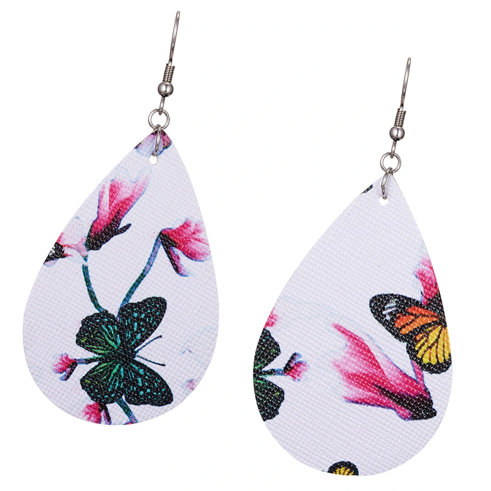 Geometric Water Drops Sweet Style Floral Double-sided PU Earrings