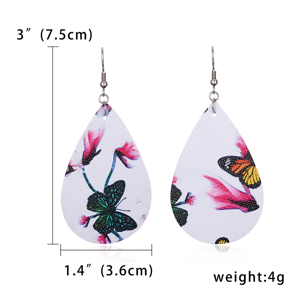 Geometric Water Drops Sweet Style Floral Double-sided PU Earrings