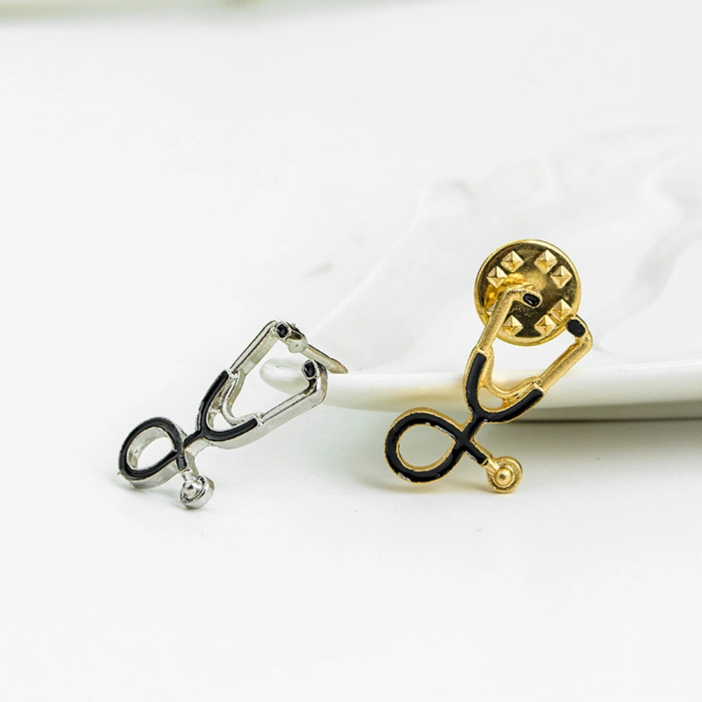 Personality Retro Doctors Nurses Stethoscope Brooch Cartoon Brooch Alloy Pin Badge for Shirt Jackets Coats Tie Hats Caps Backpacks Accessories(Silver)