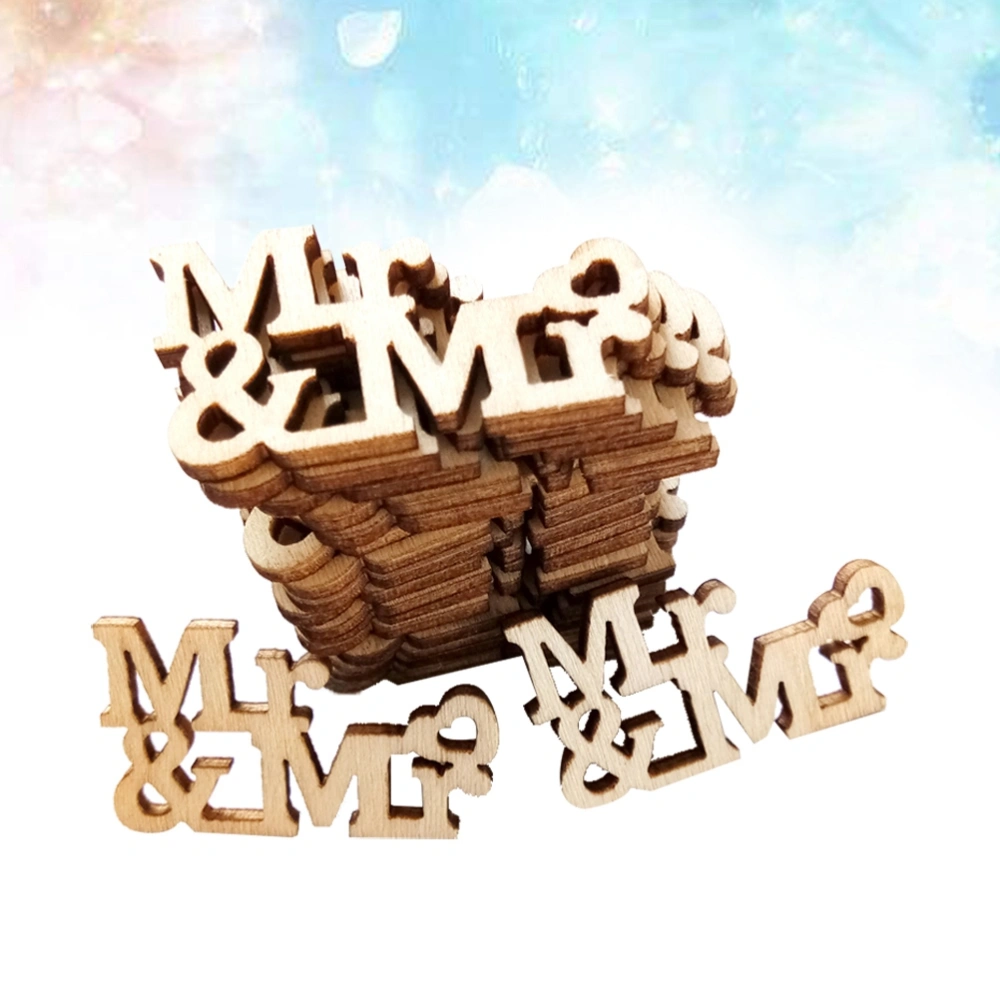 20pcs Mr & Mr Wood Piece Decor Wood Piece for Wedding Table Party Gathering (2x3.5cm)