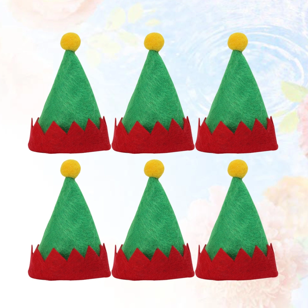 6pcs Mini Christmas Elf Caps Design Lollipop Hats Decors Nonwoven Candy Packing Hats Christmas Supplies for Home Shop Store