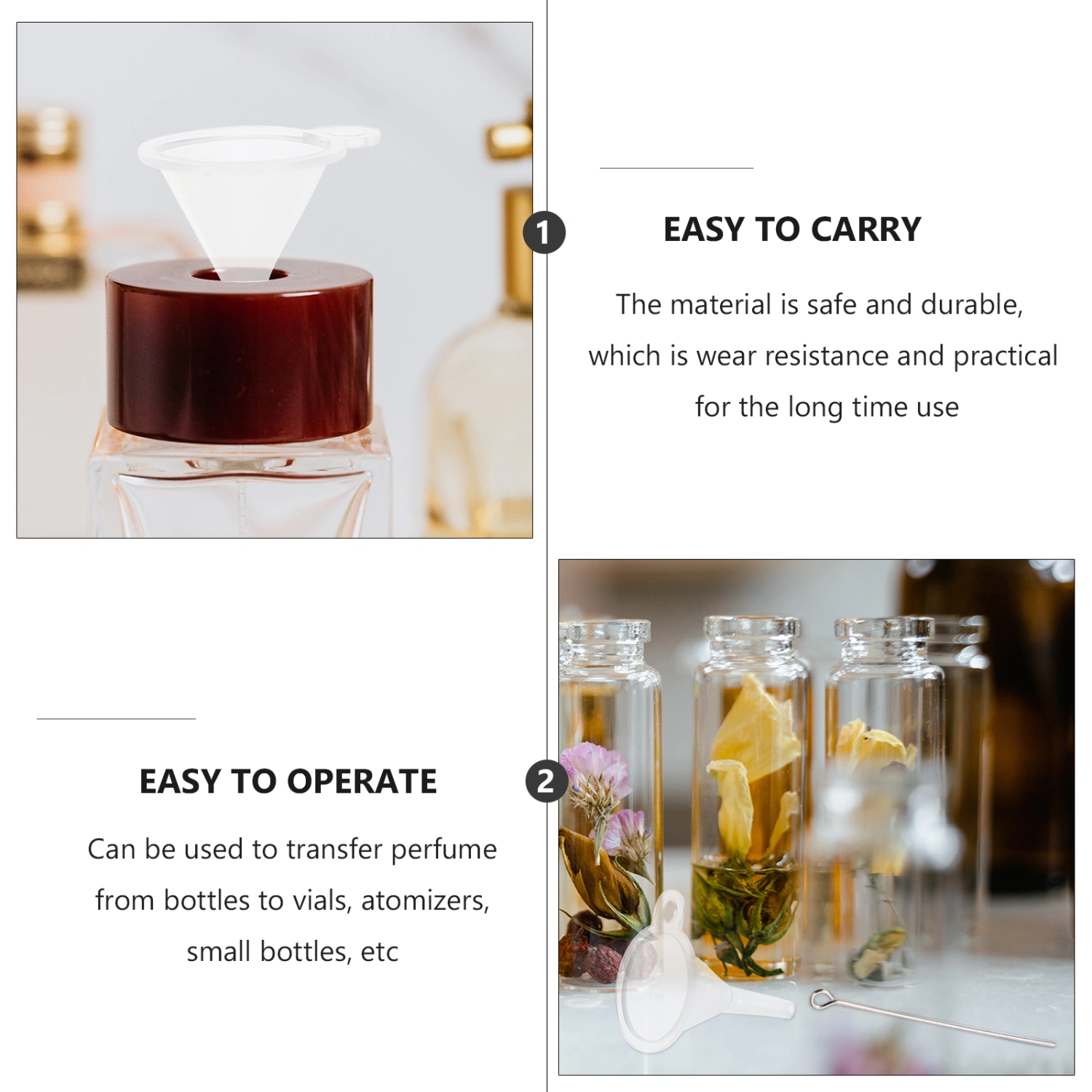 10 Sets Portable Funnels for Transferring Perfume Essential Oil Mini Funnels