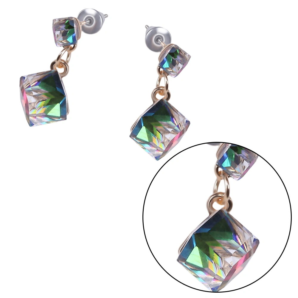 1 Pair of Zircon Ear Stud Colorful Earrings Women Ear Dangle Elegant Earbob Ear Jewelry for Women Lady Girls