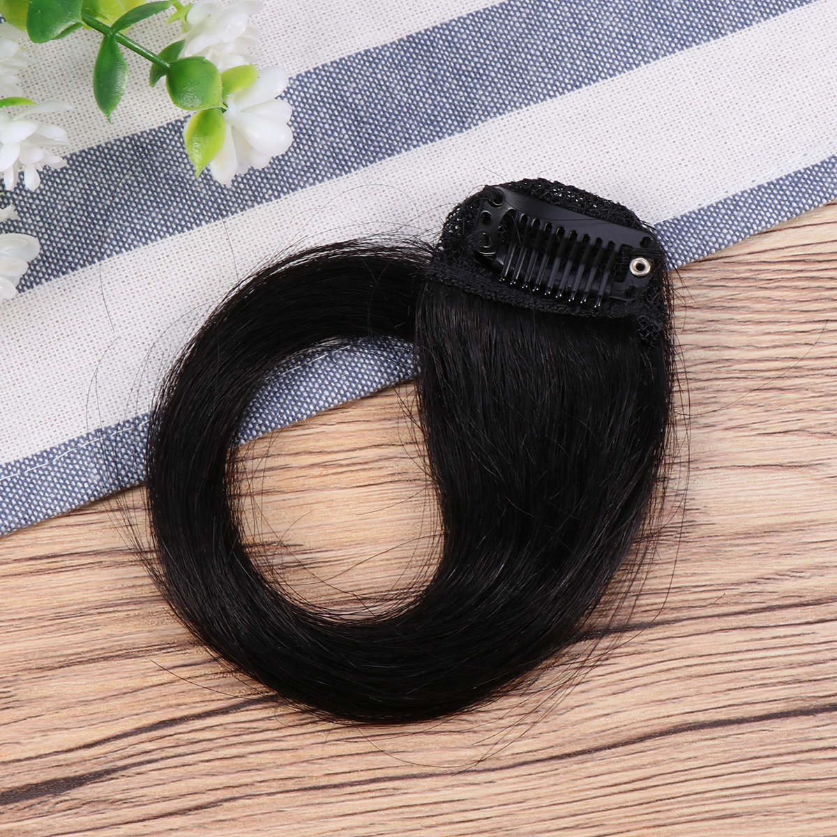 Bang Wig Fluffy Fake Wig Dress Up Wig for Woman Lady Female (Black, 25cm)