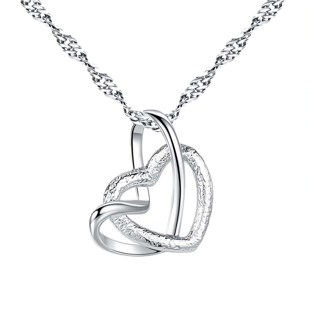 1Pc Lovely Heart Shaped Necklace Pendant Stylish Fashion Heart Shape Neck Accessories Creative Elegant Jewelry(Silver)