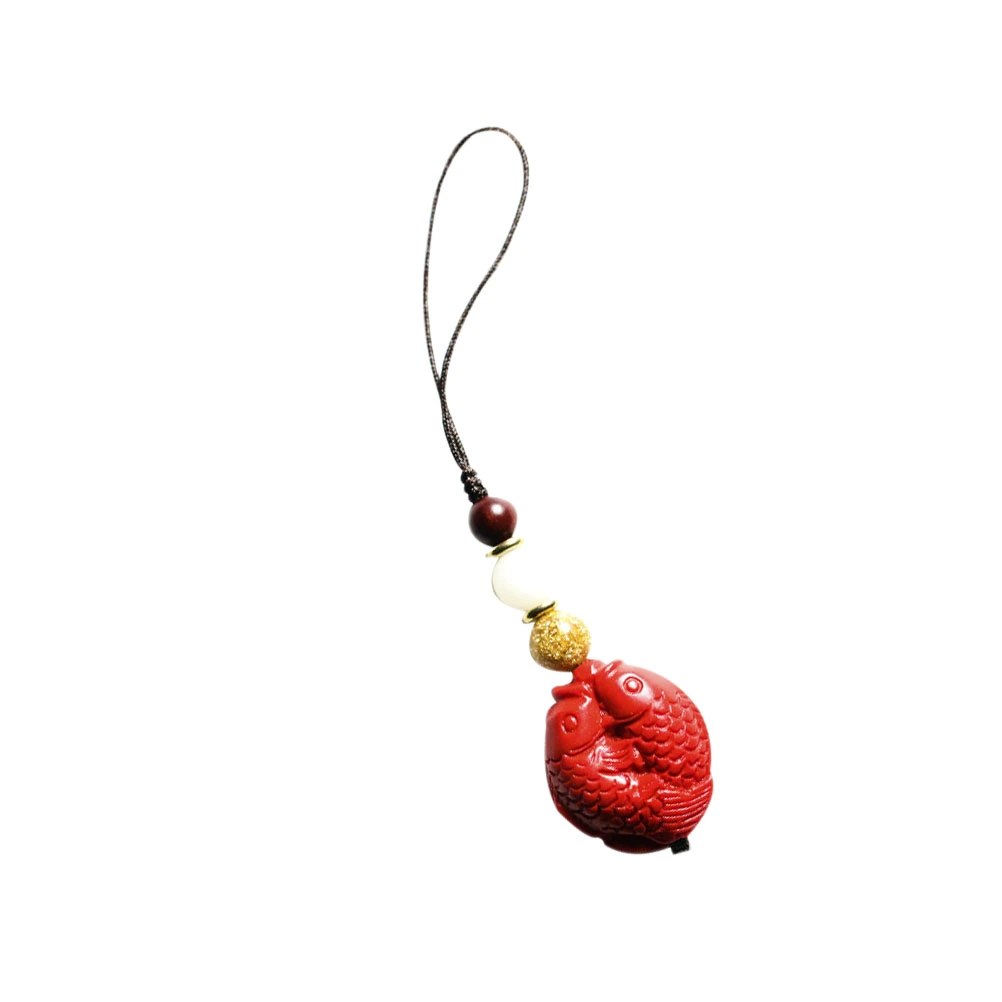 1PC Chinese Style Pendant Auspicious Phone Hanging Decoration Cellphone Lanyard Party Favor for Men Women (Fish)
