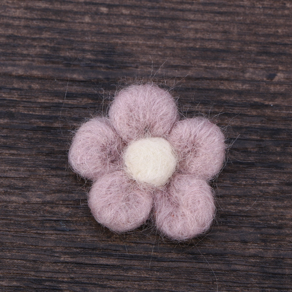 Colorful Flower Wool Felt Balls DIY Kids Hairpins Decoration Wool Felt Balls for DIY Christmas Crafts Accessory(Pale Pinkish Gray)