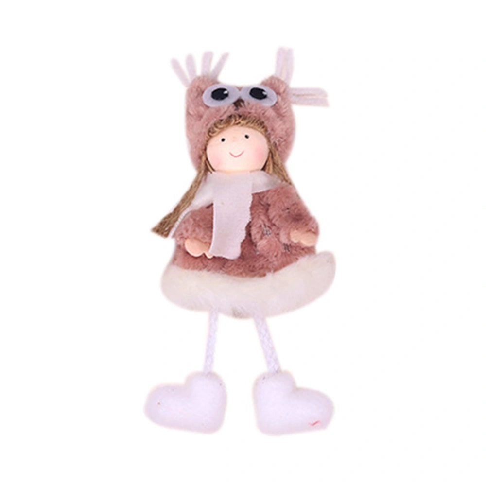 Pink Hat Angel with Glasses Hanging Plush Doll Christmas Pendant Home Decoration Party Supplies