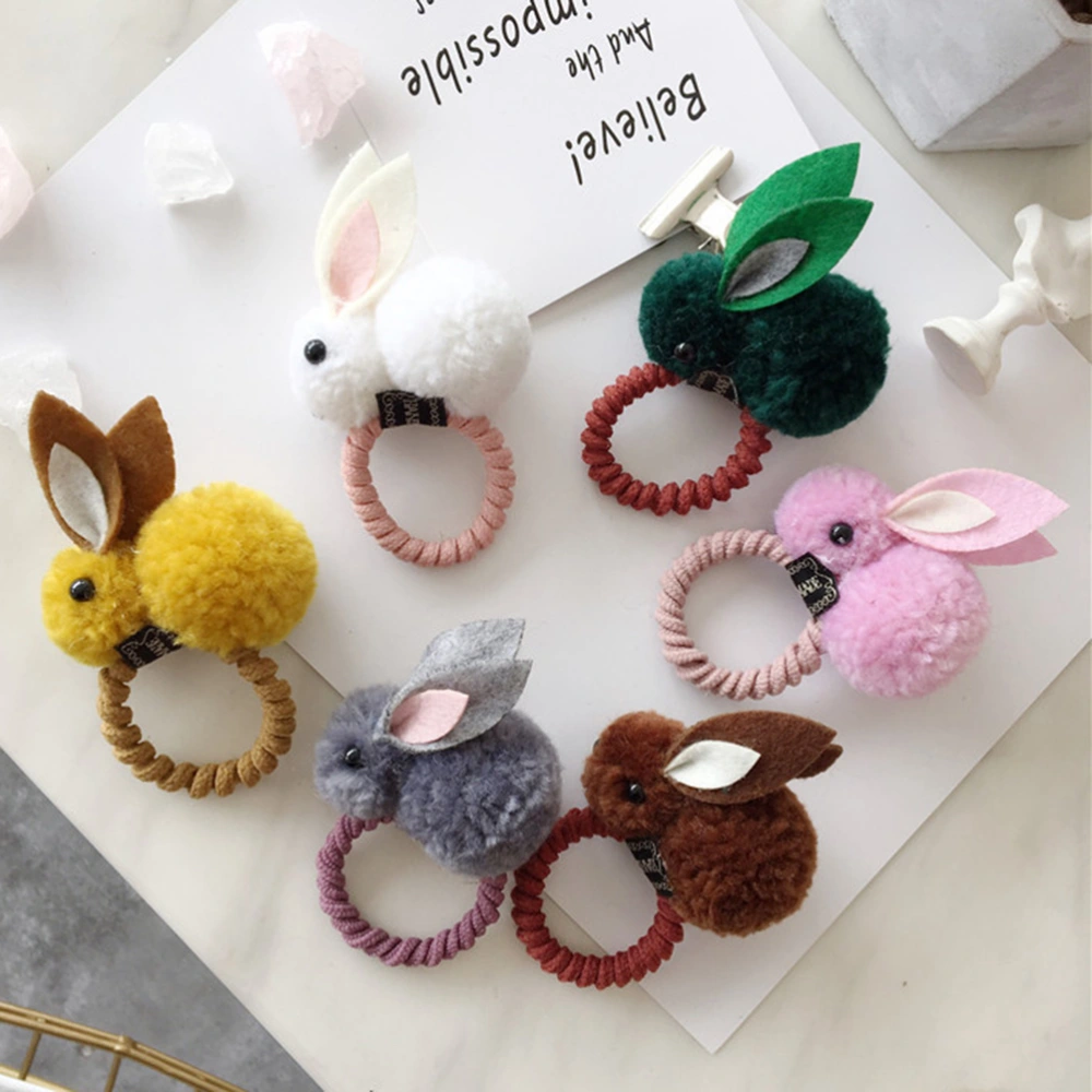 Rabbit Stretch Hair Ties Elastic Hair Ring Ponytail Holders Hair Accessories for Kids and Baby Girl (Green)