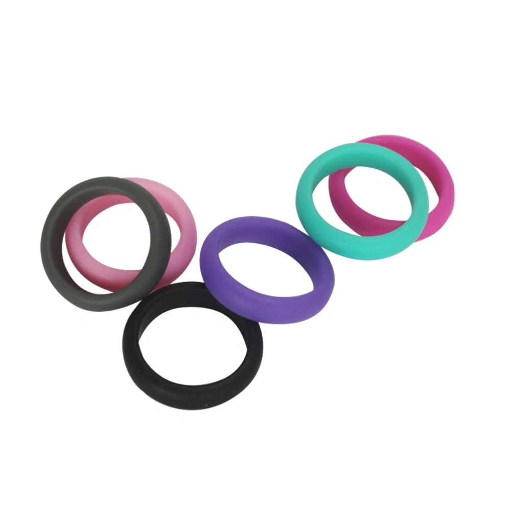 6pcs Silicone Rubber Rings Wedding Bands for Gym Sports Every Day Use(Size 7)