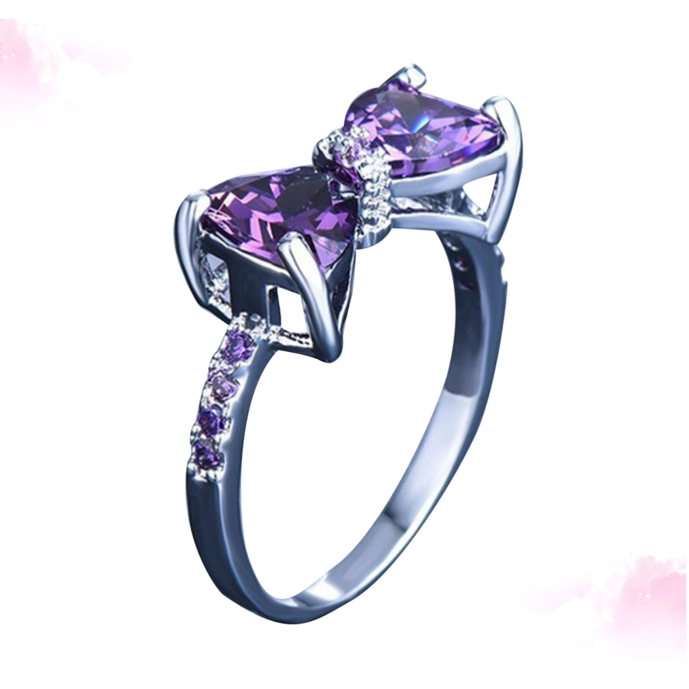 Fashion Women Ring Romantic Delicate Zircon Ring Stylish Jewelry Valentine's Day Gift for Female Ladies (Purple, NO.7)