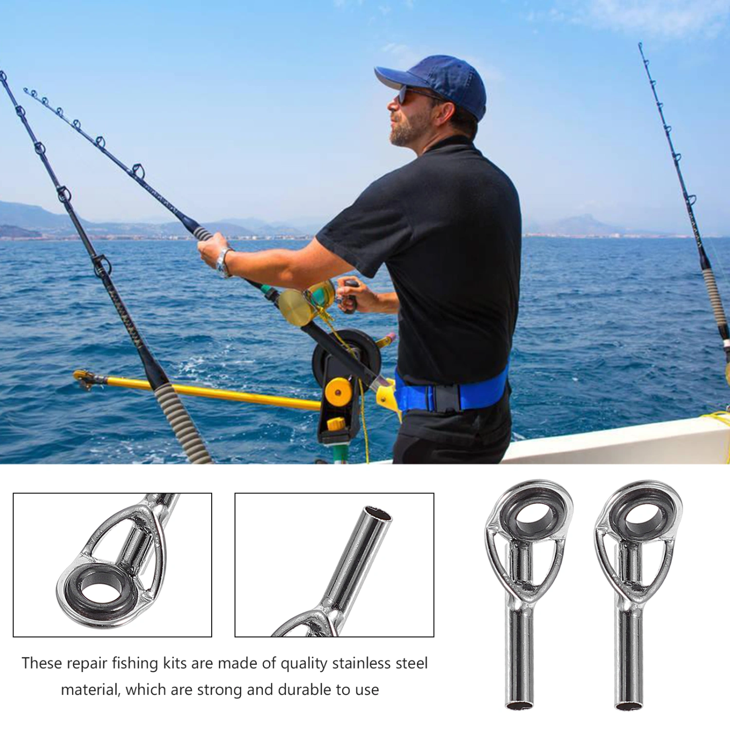 20Pcs Fishing Rod Guide Ring Stainless Steel Baitcasting Rod Guide Fishing Supply